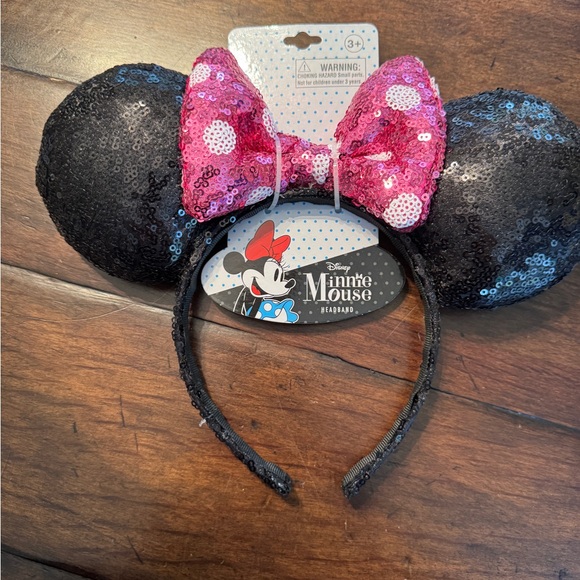 Disney Other - Disney Minnie Mouse Black and Pink Sequin Headband
